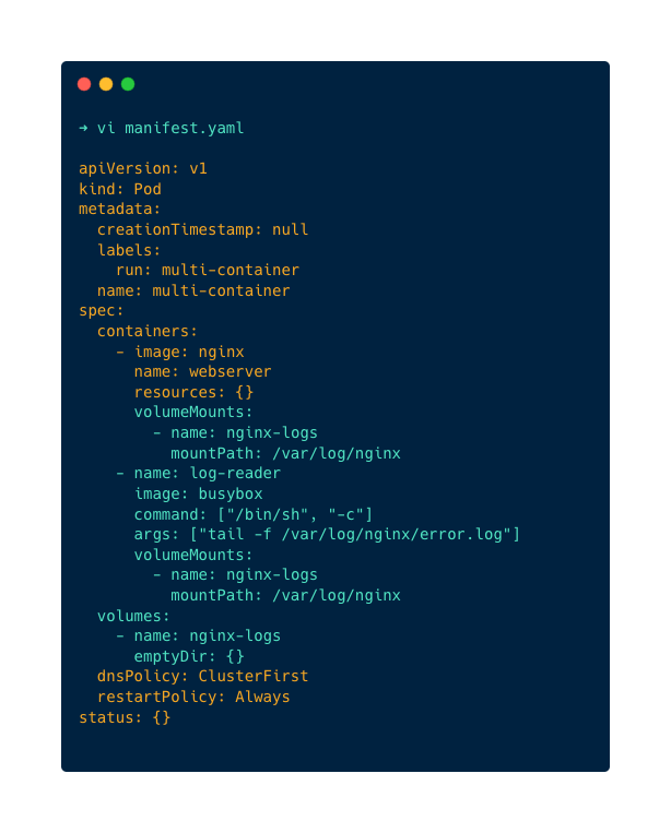 multi-container manifest file