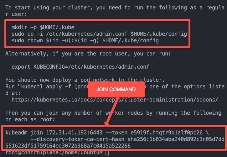 Kuberntes kubeadm join command.