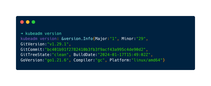 Upgrade the Kubernetes Kubeadm Cluster: kubeadm version details