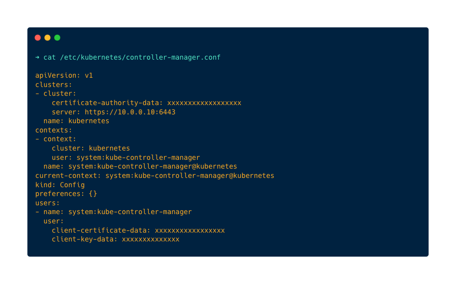 Kubernetes Configuration: controller manager configuration file
